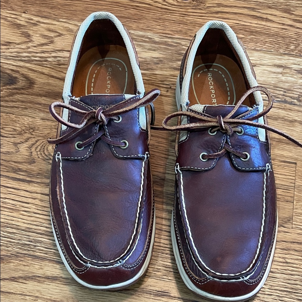 Men’s Rockport Leather Boat Shoes, size 10.5